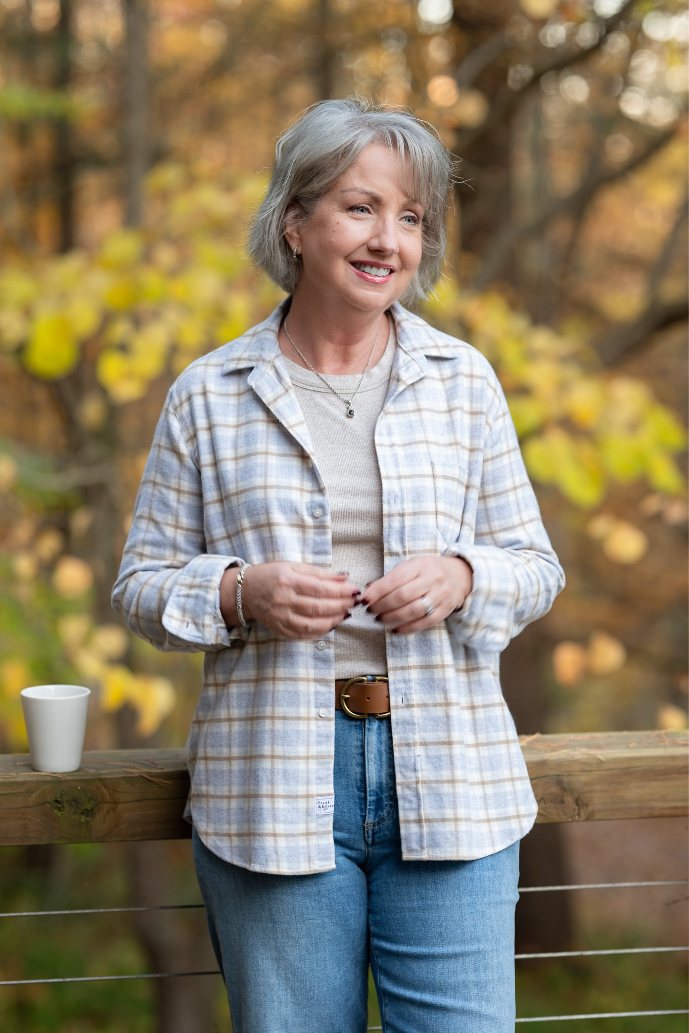 A cozy fall look featuring my relaxed button up shirt from Frank & Eileen.🍂 

#LTKSeasonal #LTKStyleTip #LTKOver40