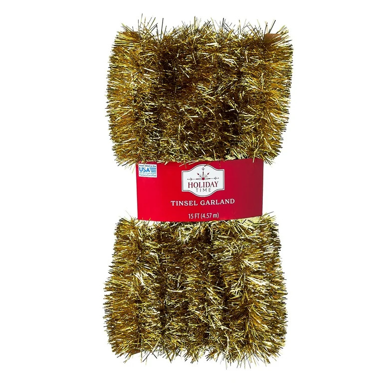Tinsel Christmas Garland, Champagne Gold, 15', by Holiday Time | Walmart (US)