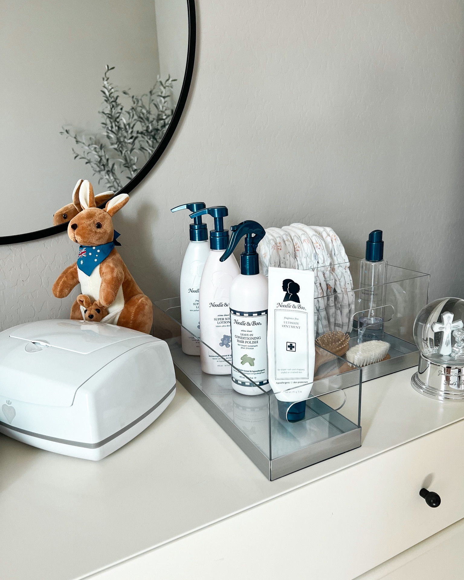 Nursery—dresser essentials must-haves!✨ //noodle & boo has been my go-to since newborn. //linked everything🤍 

#noodleandboo #babyshampoo #babyhairconditioner #babylotion #newborn #baby #babyboy #babygirl #toddlers #babyrashcream #babyessentials #babymusthaves #nurseryroom #nurseryessentials #roomspray #pbk #potterybarnkids #diapercaddy #nurserycaddy #acryliccaddy #amazonfinds #amazonbabyregistry #babyregistrymusthaves #babyregistry #babyshowergifts #babyshower #giftideasfornewmom #giftideasformomtobe #babyshoweressentials #wipedispenser #wipewarmer #ltkunder50 #huggiediapers #babydiapers 

#LTKbump #LTKFind #LTKbaby