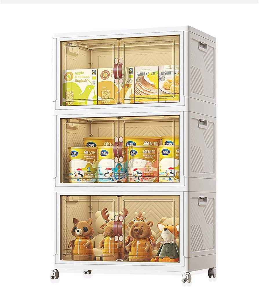 Yancorp Storage Bins with Lid,Plastic Foldable Storage Box,Stackable Storage Bins, 9 Gal Closet O... | Amazon (US)