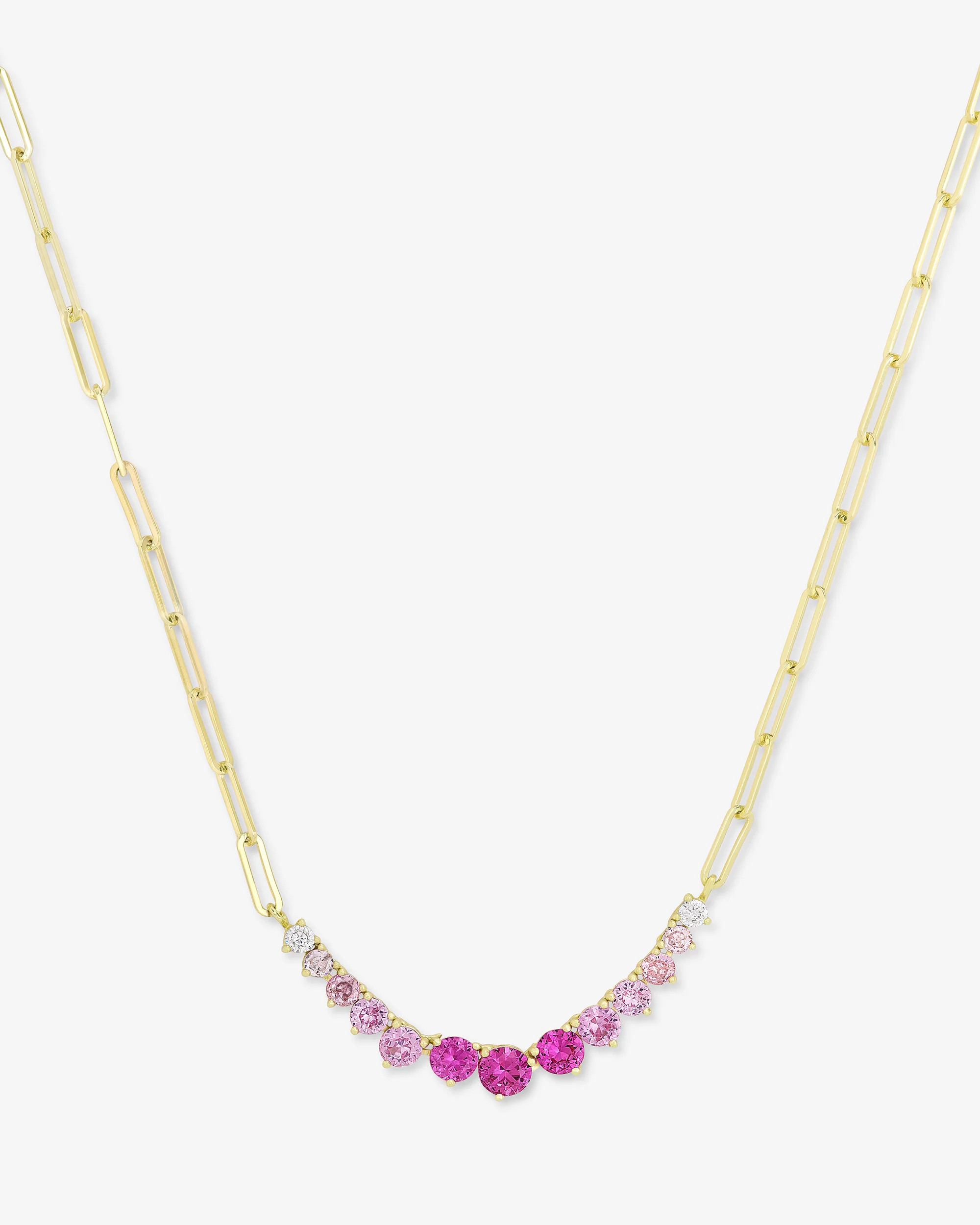 Not Your Basic Graduated Ombré Samantha Tennis Necklace - Gold|Pink Sapphire Ombré | Melinda Maria Jewelry