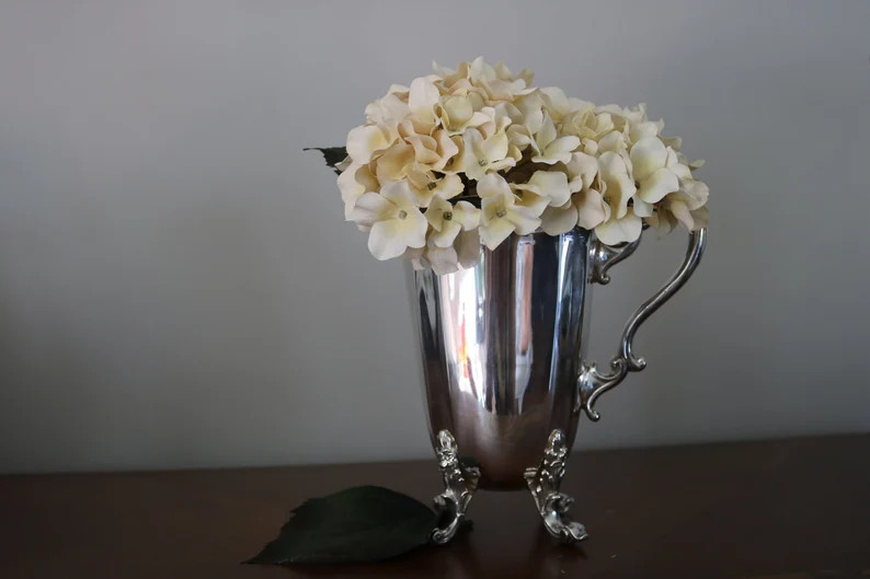 Vintage Silver Pitcher, Bougie Table Decor, Footed Silver Plated Pitcher with Ice Lip, Nice as a ... | Etsy (US)