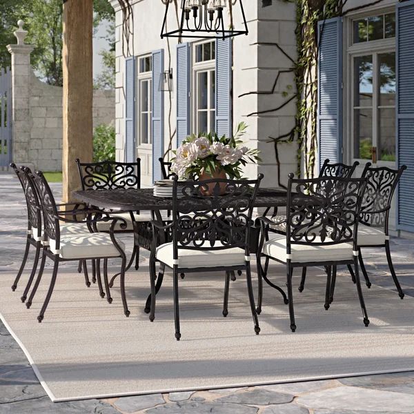 Dorie 9-Piece Patio Dining Set with Cushions and 64'' Square Dining Table | Wayfair North America