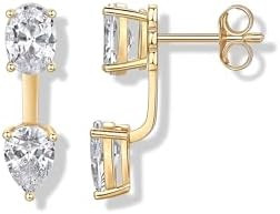 PAVOI 14K Gold Plated CZ Earring Jacket for Women, Front Back Stud Earrings | Amazon (US)