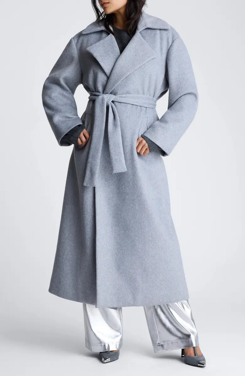 Kenneth Cole Tie Belt Brushed Felt Trench Coat | Nordstrom | Nordstrom