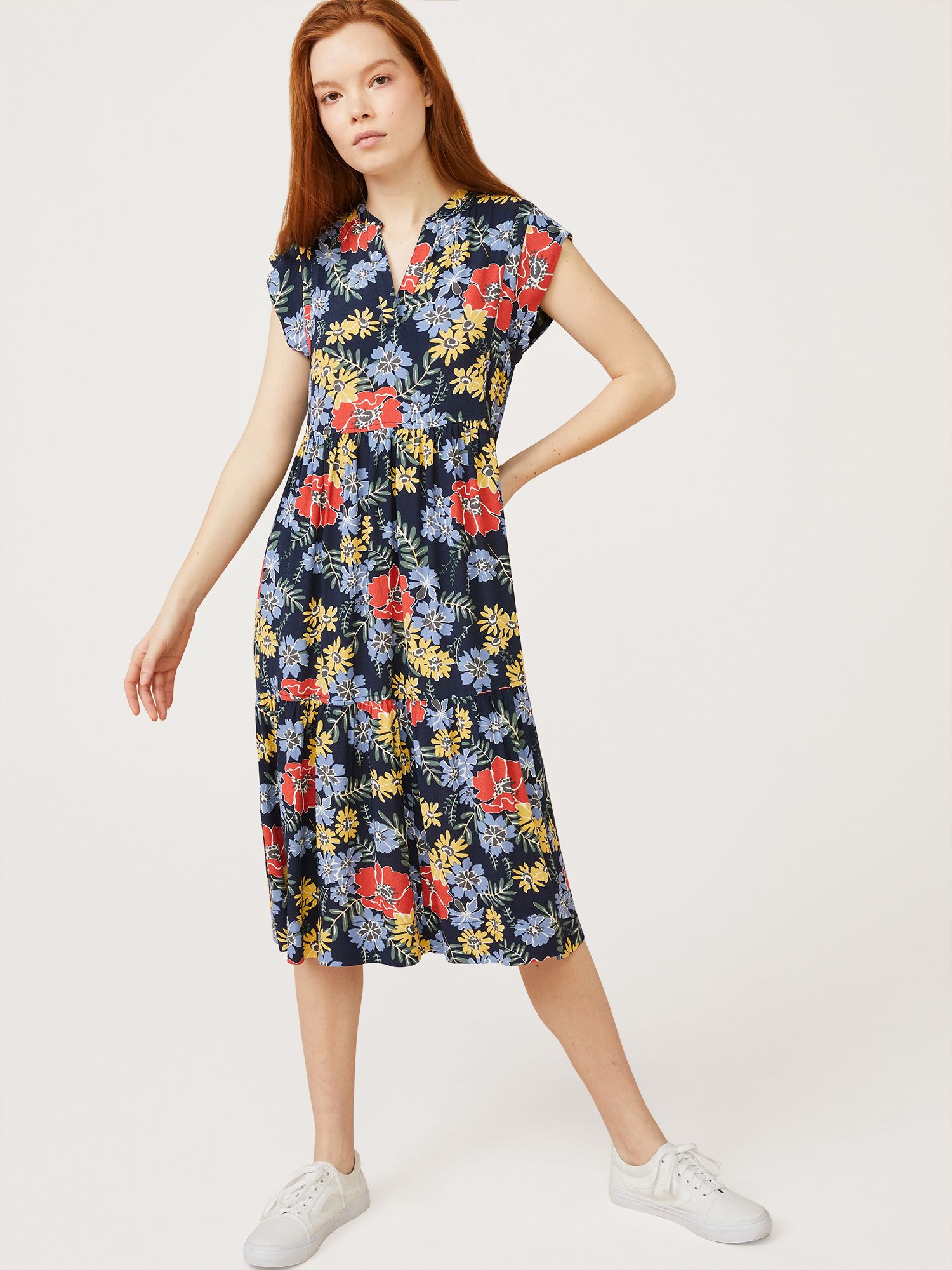 Free Assembly Women’s Short Sleeve Split Neck Midi Dress | Walmart (US)