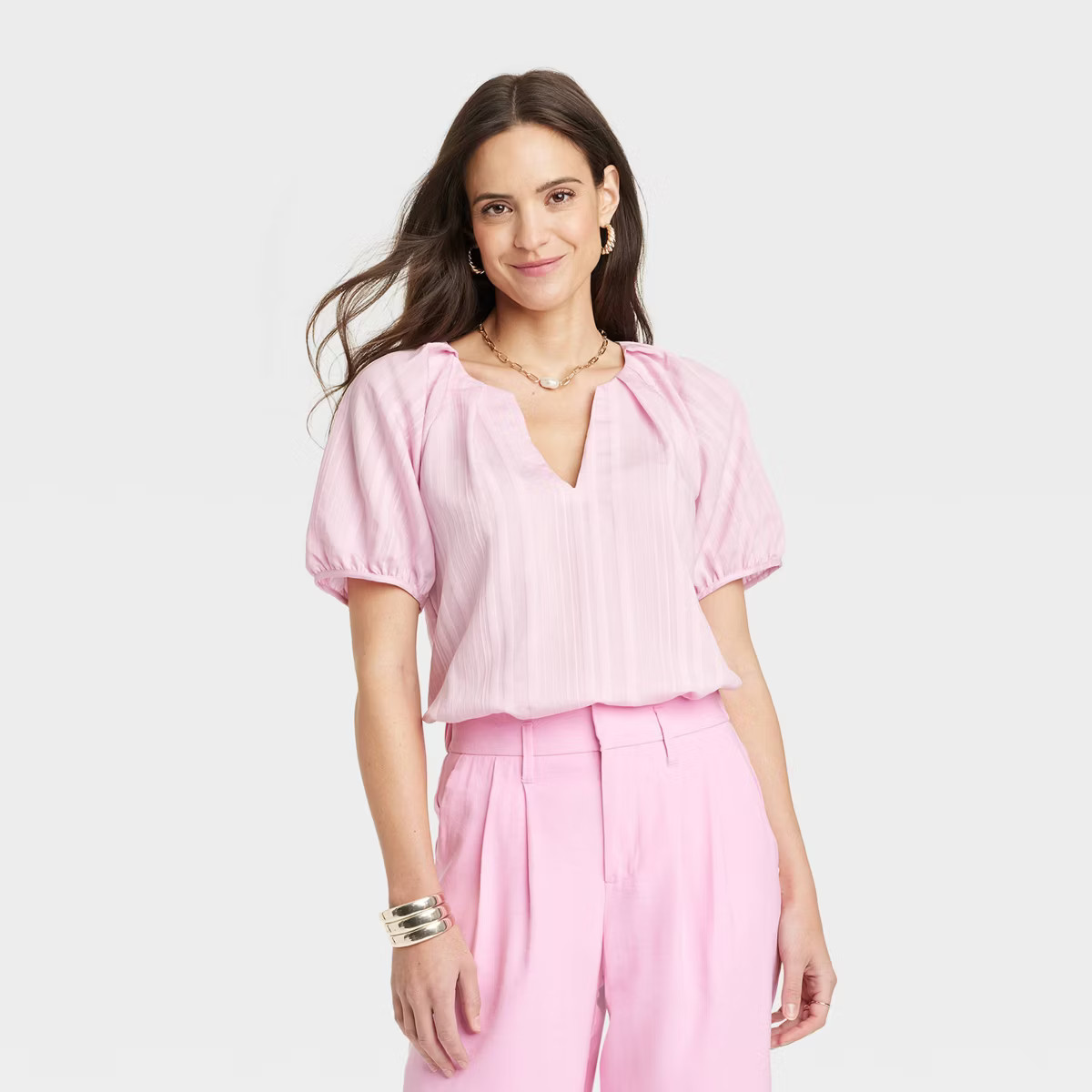 Women's Elbow Sleeve V-Neck Top - A New Day™ | Target