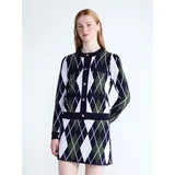 Free Assembly Women's Argyle Cardigan Sweater with Puff Sleeves, Midweight, Sizes XS-XXL | Walmart (US)