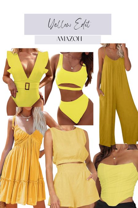 Amazon yellow edit, ONE PIECE swim, bikini, jumpsuit, mini dress, two piece set, corset top 

#LTKSeasonal #LTKstyletip #LTKunder100
