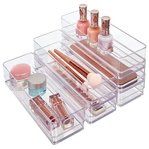 STORi SimpleSort 6-Piece Stackable Clear Drawer Organizer Set | 9" x 3" x 2" Rectangle Trays | Na... | Amazon (US)