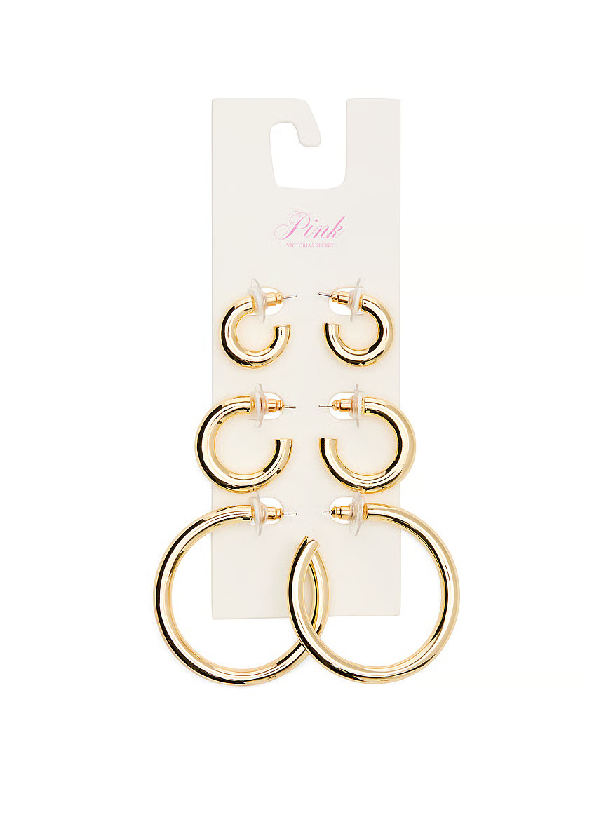 Buy Gold 3-Pack Chunky Hoop Earring Set, Gold - Order W EARRINGS online - Victoria's Secret US | Victoria's Secret (US / CA )