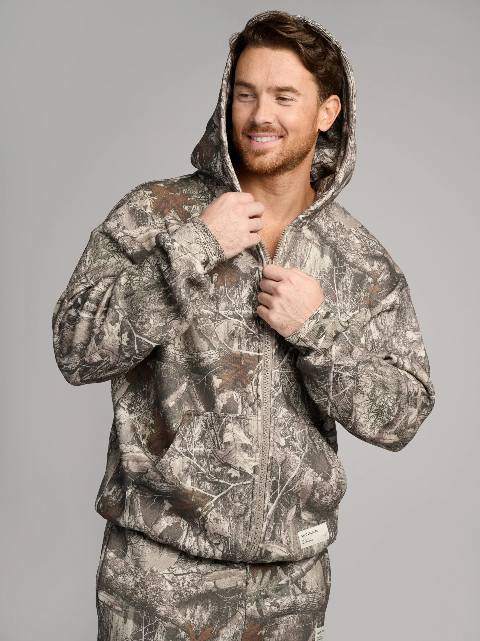 Comfrt Camo Zip Hoodie | Timber | Oversized | XS | Comfrt