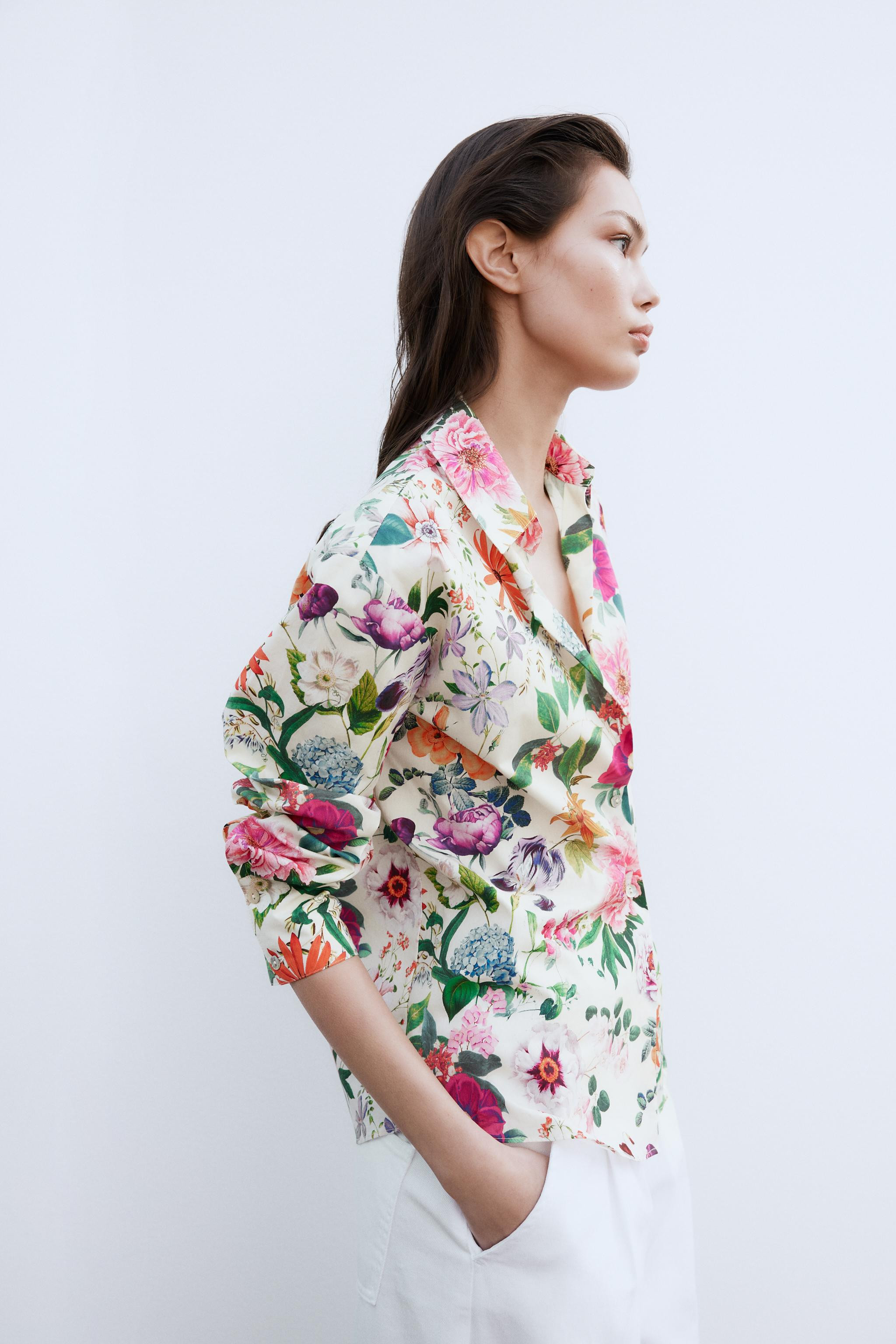 FLORAL PRINT POPLIN SHIRT | Zara US