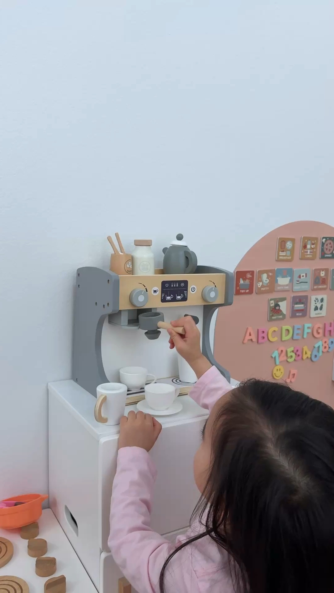 playing with her new pretend coffee machine! it’s so cute 🥹☕️ #toddlertoys #toys #coffeemachine #target 

#LTKmomlife #LTKKids #LTKHome