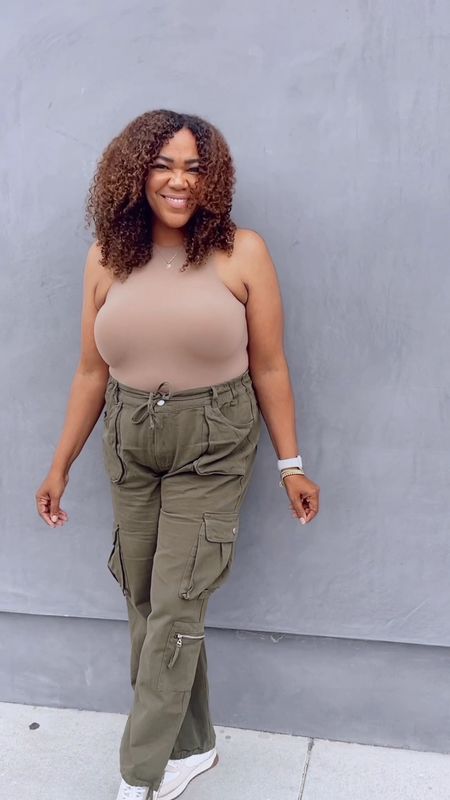 Cargo pants for the win! I like these because you can cinch them in at the waist and taper them at the ankles if you want to! Why like options! 🙋🏾‍♀️ You know I’m getting these in more colors! Which color would you get? Got the pants and bodysuit in an xl! 

#LTKcurves #LTKunder50 #LTKstyletip