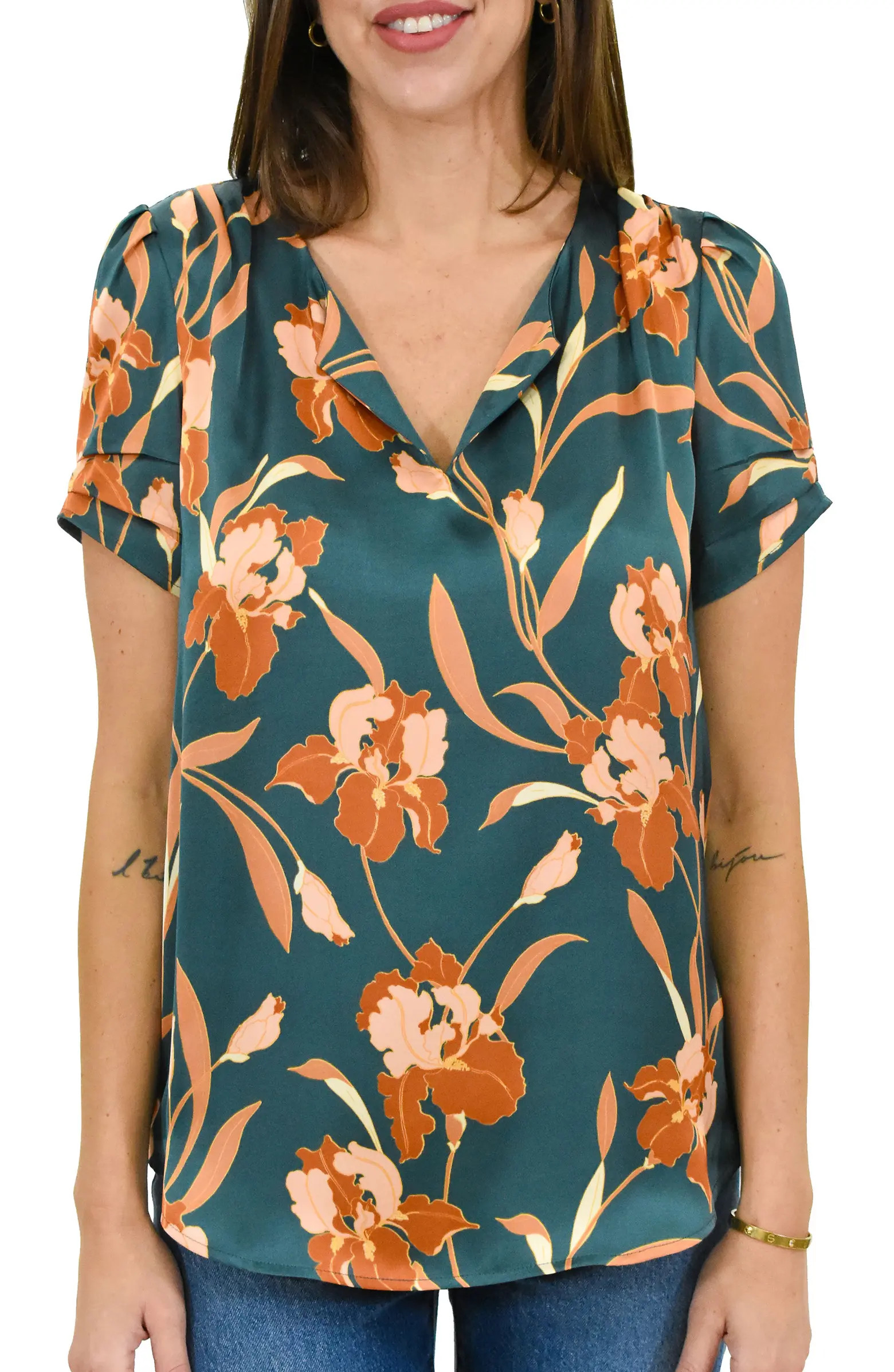 Short Sleeve Sateen Top | Nordstrom Rack