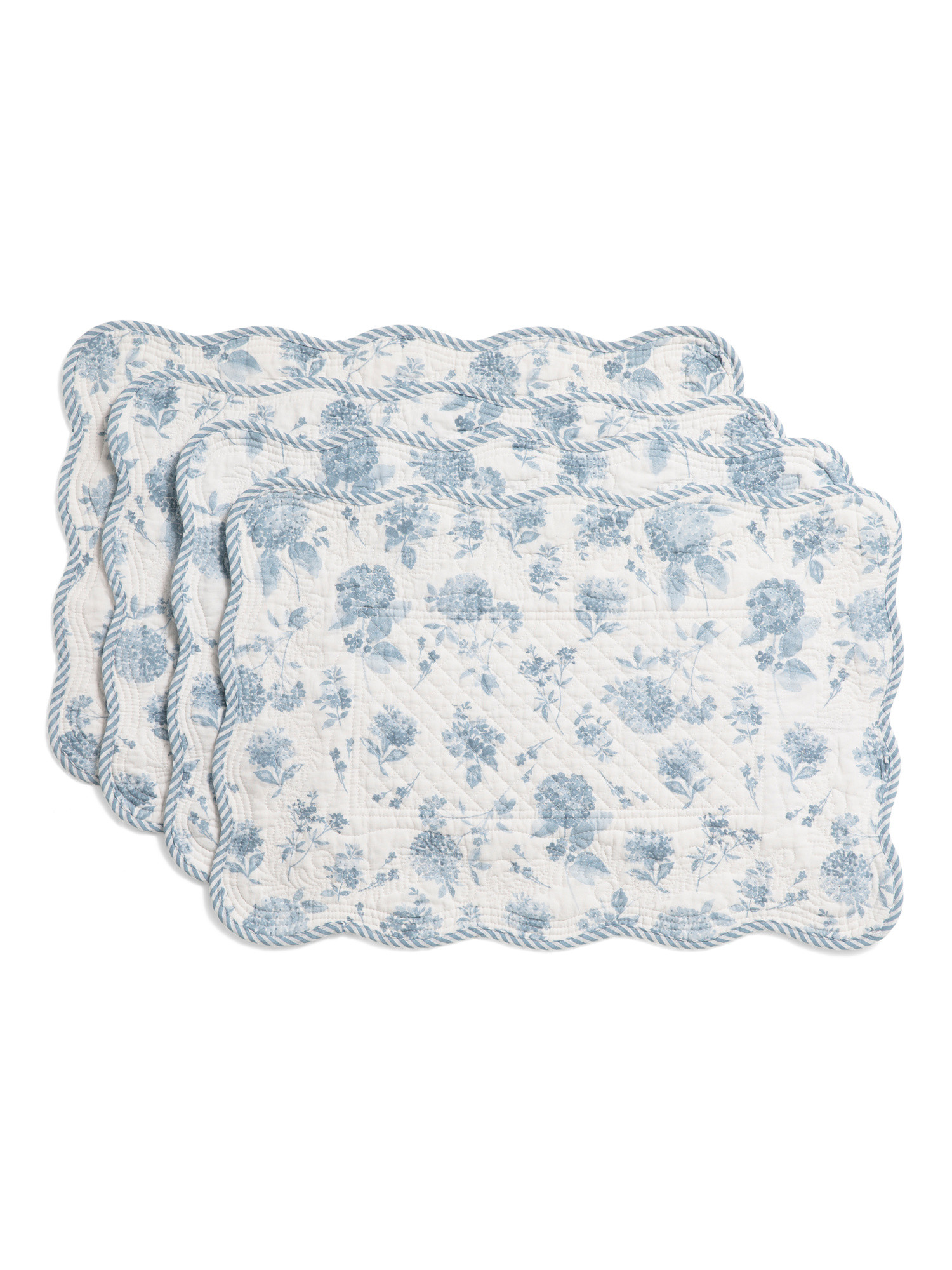 Set Of 4 Blue Hydrangea Reversible Placemats | TJ Maxx