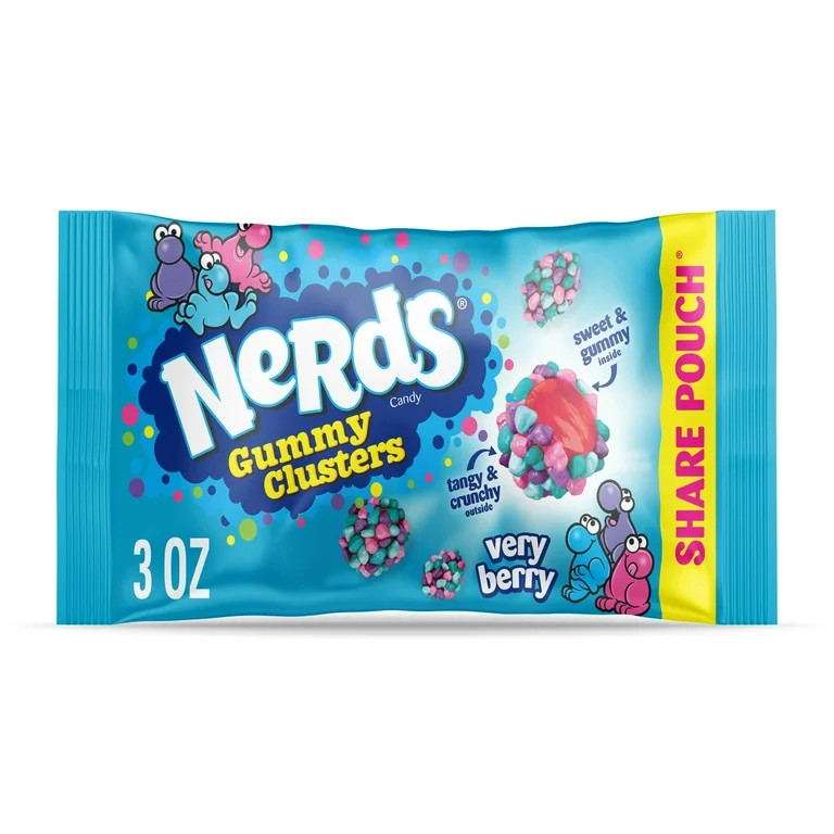 NERDS Gummy Clusters, Candy, Very Berry, Crunchy and Gummy, 3 oz - Walmart.com | Walmart (US)