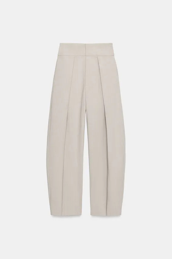 STRIPED PLEATED BALLOON TROUSERS | Zara UK