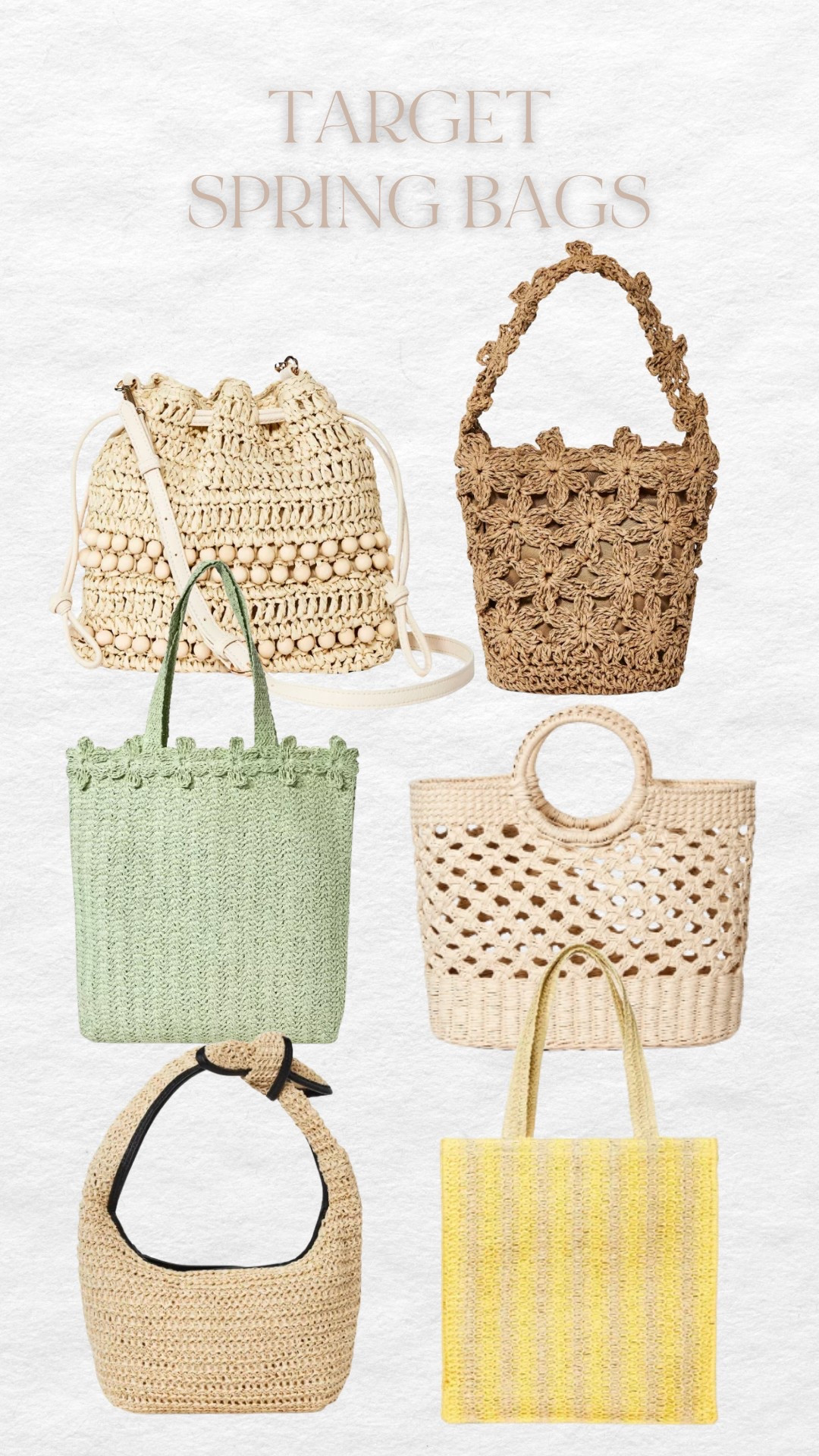 Target spring bags! 

Spring bags/ spring purse/ beach bags



#LTKSeasonal #LTKFindsUnder50