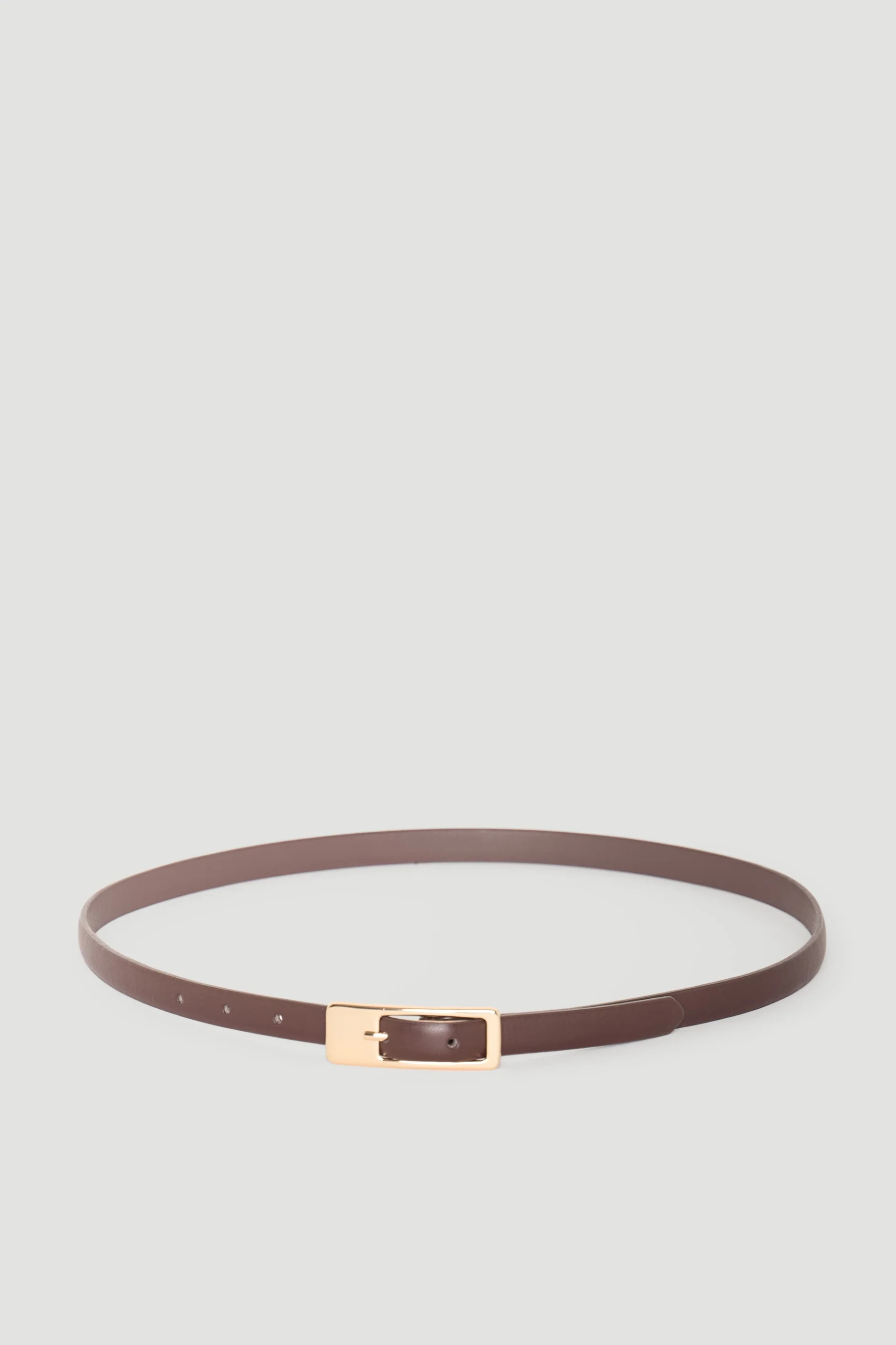 Harper Rectangle Buckle Belt - Chocolate/Gold | DECJUBA