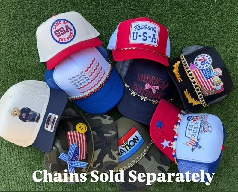 Happystack Fourth of July, Memorial Day Trucker Hats, Happynation Trucker Hats, Patriotic Trucker... | Etsy (US)