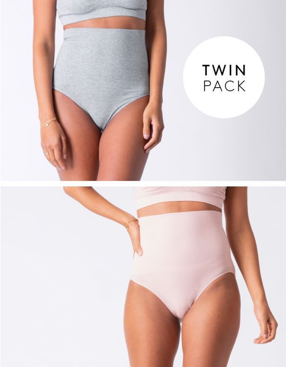 Post Maternity Shaping Panties – Grey & Blush Twin Pack | Seraphine US