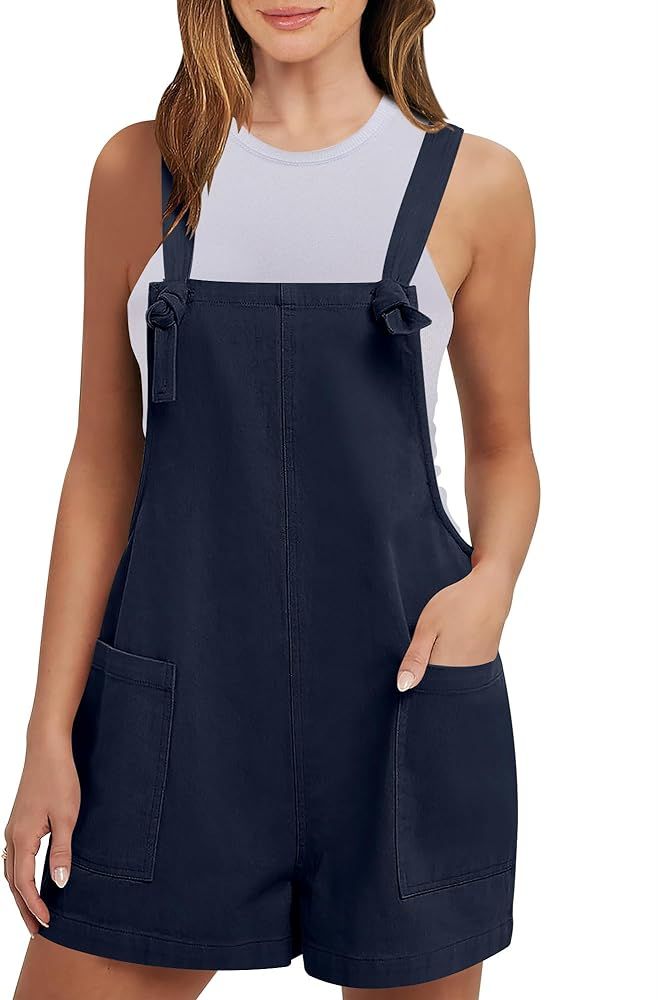 ANRABESS Women's Overalls Summer Casual Loose Sleeveless Adjustable Straps Bib Shorts Romper with... | Amazon (US)