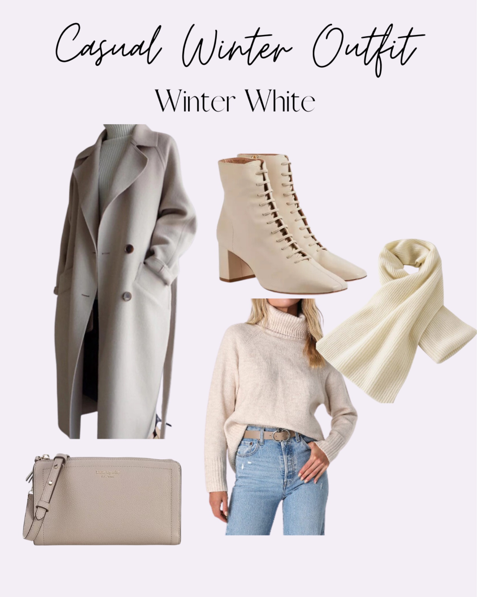 Casual winter outfit idea in winter white! Monochromatic outfits will be big in 2024. For this look I went with a monochromatic winter white look. I’m in love with the lace up boots! Anyone else? 

#LTKover40 #LTKshoecrush #LTKstyletip