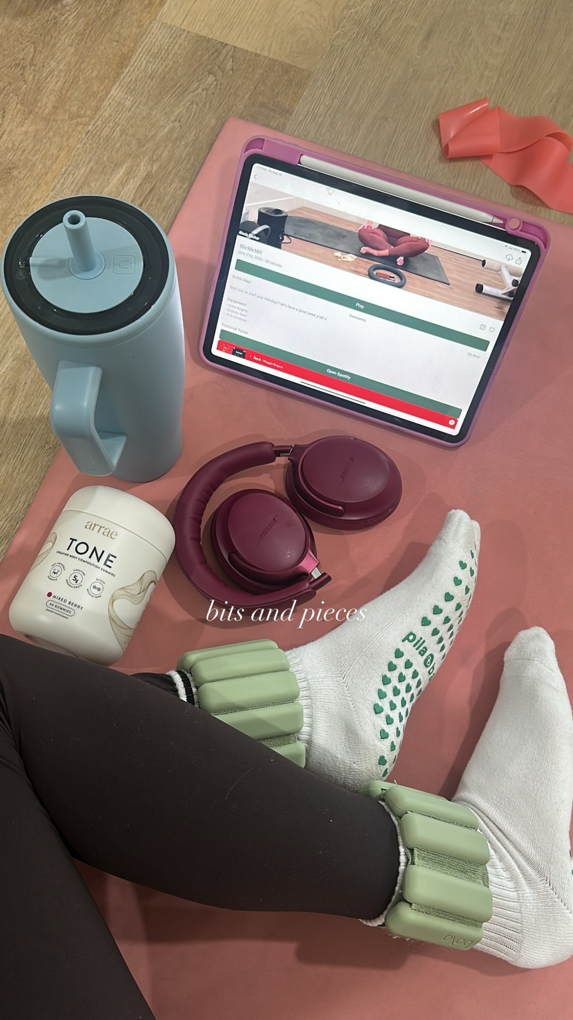 bits and pieces  @pila.barre @bala @rhone @movebylexfish @lexfish @brumate @bose  @arrae My workout set is from Rhône! It’s a new brand for workout and athleisure im loving wearing size xs in the Rhône revive cami sports bra and the Rhône revive 7/8 leggings. 

My workout and workout gear for my daily workout. I take pilates classes from @lexfish on Instagram she has a whole online platform and membership! Most of my pilates gear and tools are from Bala. Bala use code SLOANE15. 
#workoutgear #workoutwear #pilates #ootd #outfit #athleticwear #athleticoutfit #bikershorts #sportsbra #pilatesoutfit #athleisure #bala #pilatesworkout #pilateslovers #pilatestiktok #balabangles

#LTKActive #LTKHome #LTKTravel