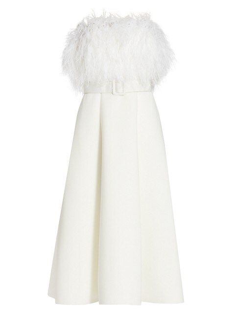 Strapless Feather Midi Dress | Saks Fifth Avenue