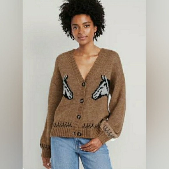 Women's Brown Horse Motif Cardigan | Poshmark