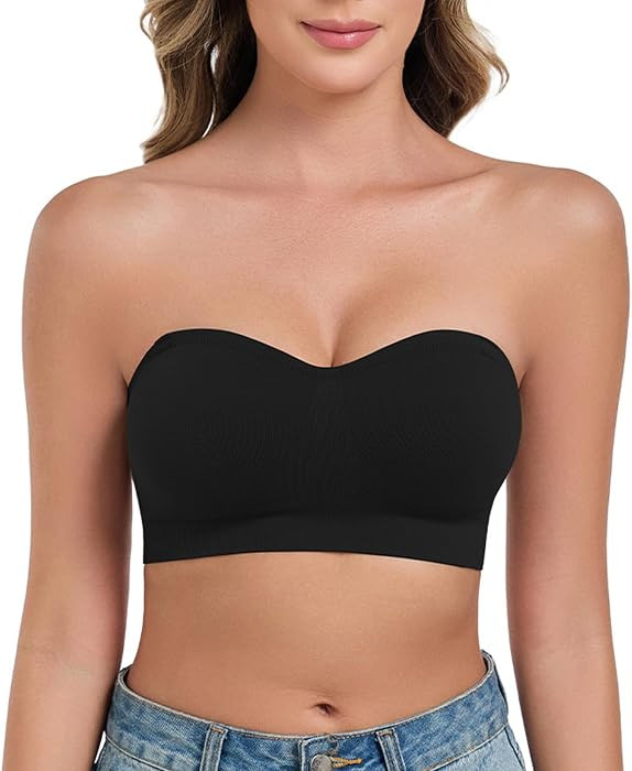 ANGOOL Strapless Bras for Women Non Slip Padded Non Wired Bandeau Bra | Amazon (UK)