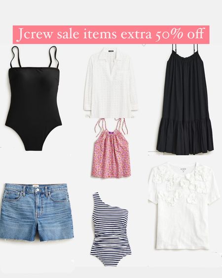 Jcrew sale items extra 50% off swim, sandals, beach, coverup, bathing suit, 

#LTKSwim #LTKSaleAlert #LTKFindsUnder50