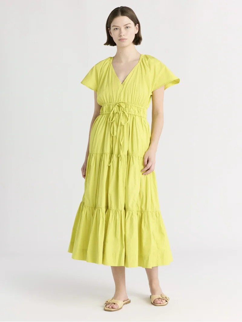 Free Assembly Women's and Women's Plus Tiered Cotton Maxi Dress, Sizes XS-4X | Walmart (US)