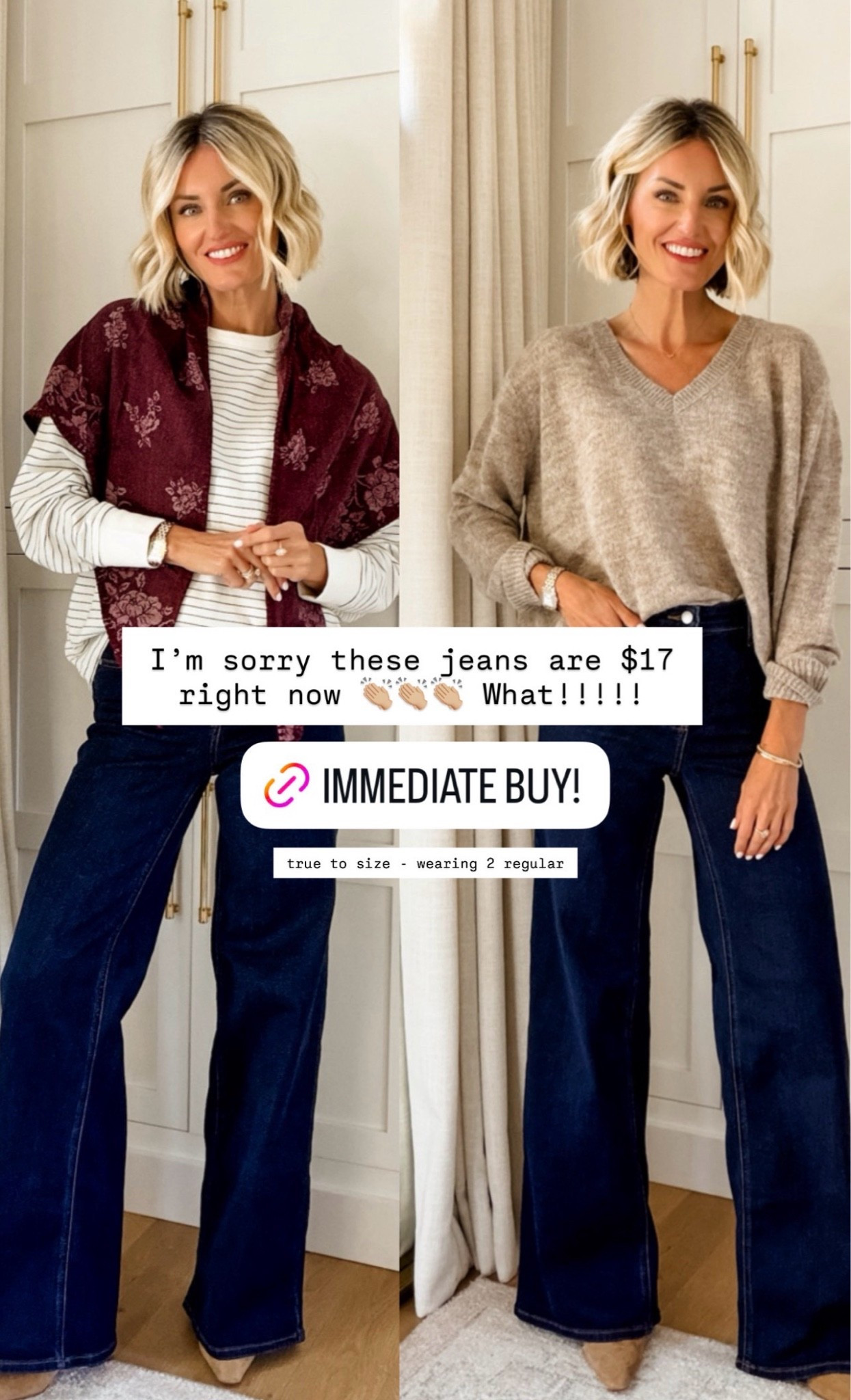 Target Sale!! I cannot get over the fact that these wide leg jeans are on sale for $17!!! These are so good & come in four colors! I cannot recommend these enough! Loverly Grey, Target, Sale, wide leg jeans

#LTKSaleAlert #LTKSeasonal #LTKootd