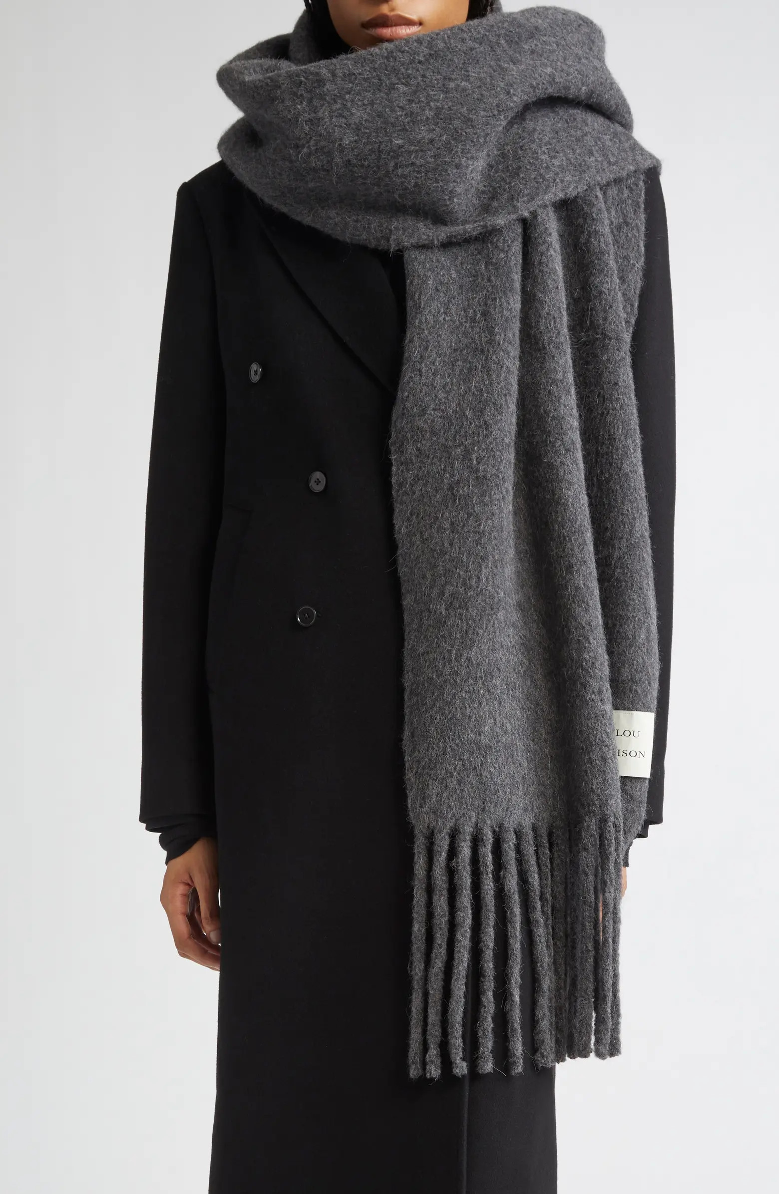 Santo Large Baby Alpaca Blend Fringe Scarf | Nordstrom