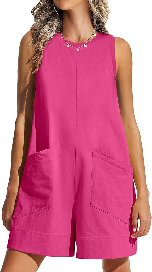 ANRABESS Womens Romper Casual Loose Sleeveless 2026 Summer One Piece Outfits Short Jumpsuit Overa... | Amazon (US)