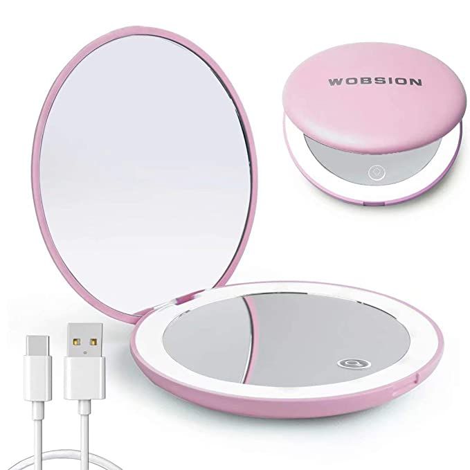 wobsion Compact Magnifying Mirror,Rechargeable 1x/10x Magnification Travel Mirror with Light,Smal... | Amazon (US)