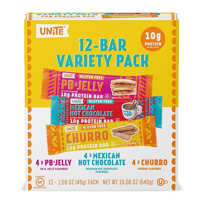 UNiTE Food Protein Bar Variety Pack, 10g Protein, Soy and Gluten Free, Real Almond Butter and Pea... | Amazon (US)