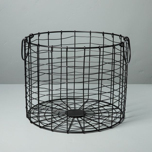 Round Wire Storage Basket with Handles Black - Hearth & Hand™ with Magnolia | Target