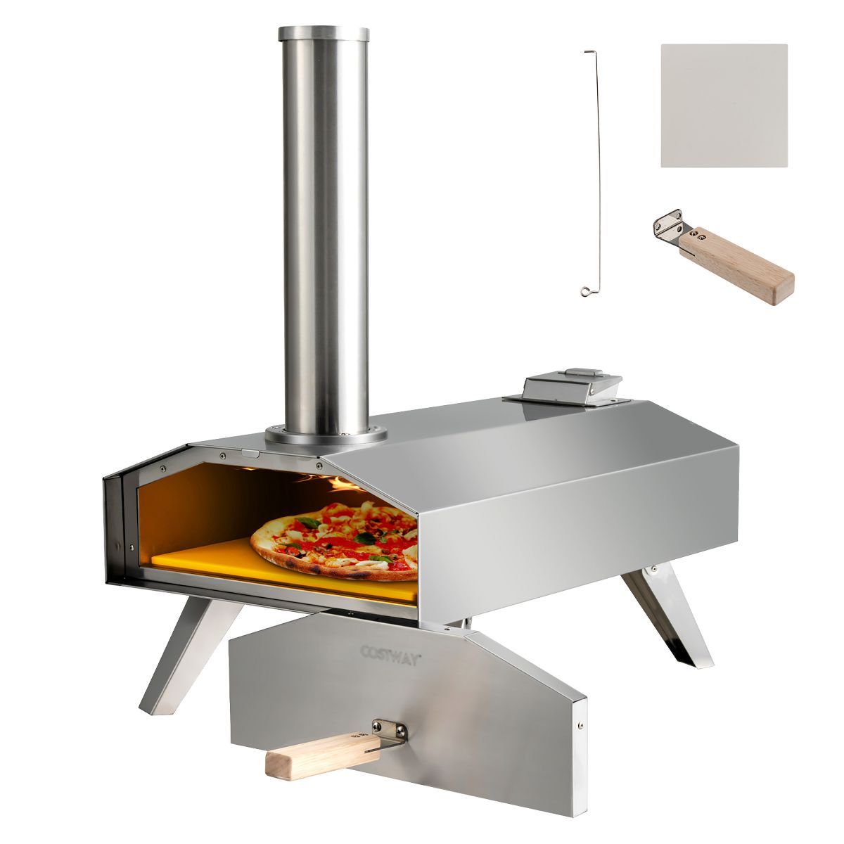 Costway Wood Pellet Pizza Oven Pizza Maker Portable Outdoor Pizza Stone w/ Foldable Leg | Target