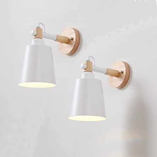 Modern White Wall Sconce Lighting 2 Pack Nordic Wooden Wall lamp E26 Base Wall Light Fixture for ... | Amazon (CA)