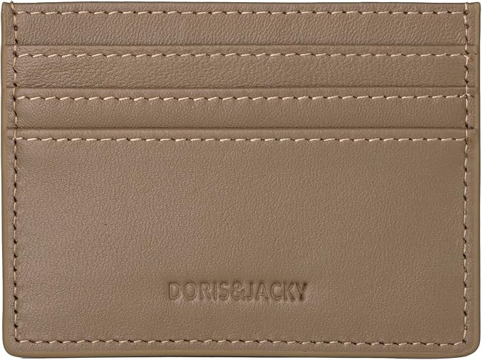 DORIS&JACKY Minimalist Leather Card Holder Wallet, Slim RFID Blocking Lambskin Credit Card Case, ... | Amazon (US)