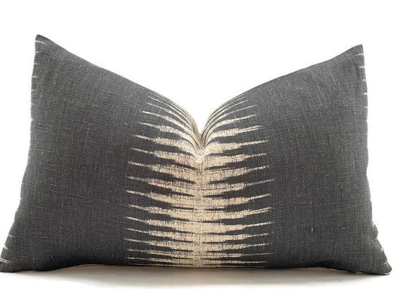 Peter Dunham Ikat Pillow Cover in Charcoal, Black Pillow, Decorative Throw Pillow | Etsy (US)