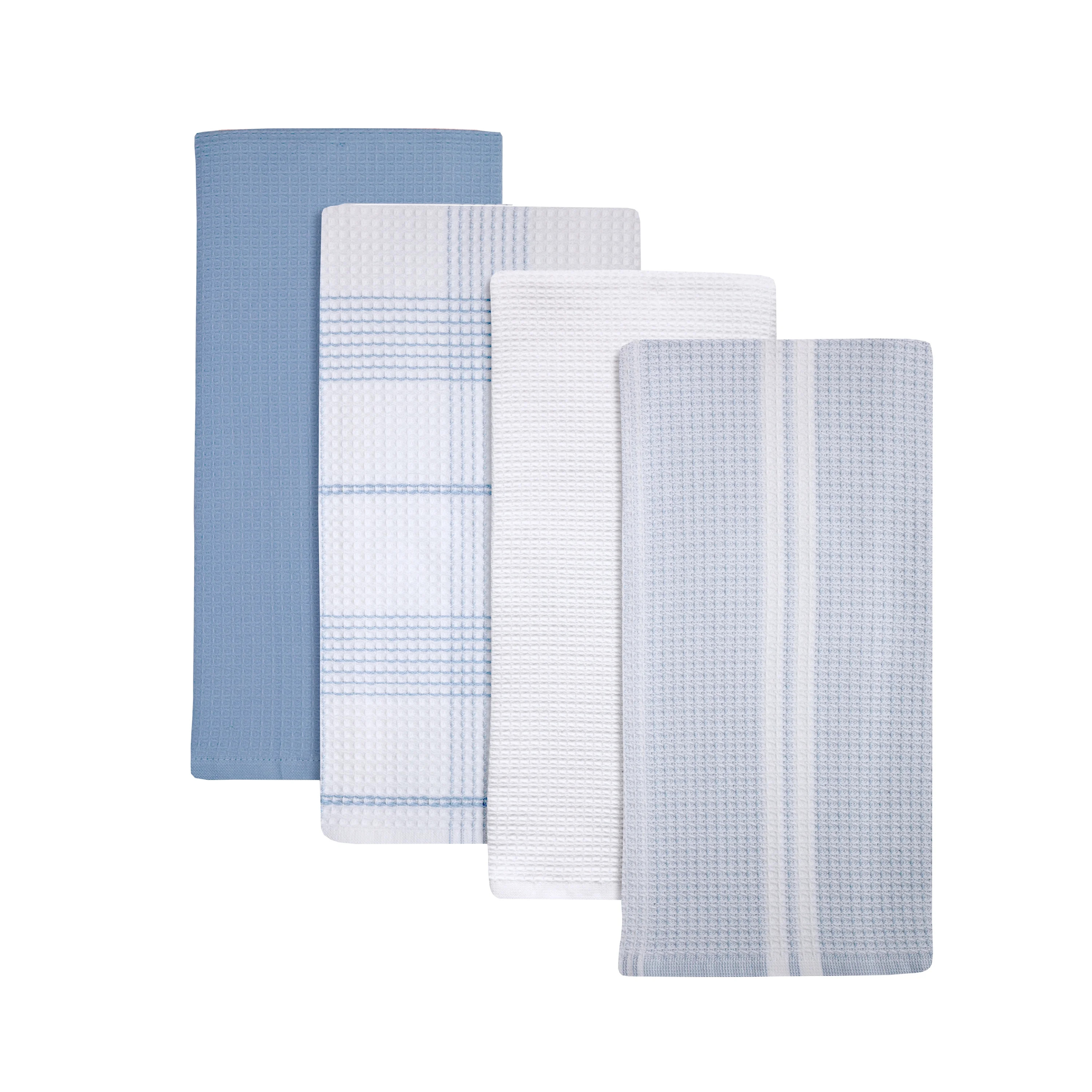 Better Homes & Gardens 4 Piece Waffle Kitchen Towel, Blue Linen | Walmart (US)