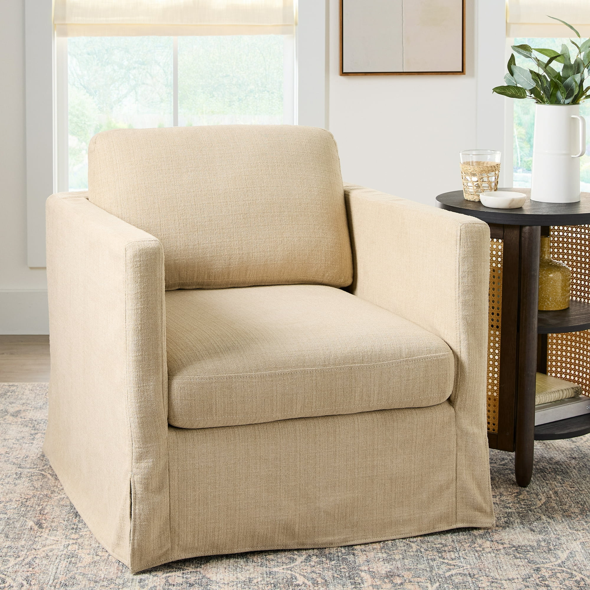 Better Homes & Gardens Waylen Swivel Accent Chair, Wheat | Walmart (US)