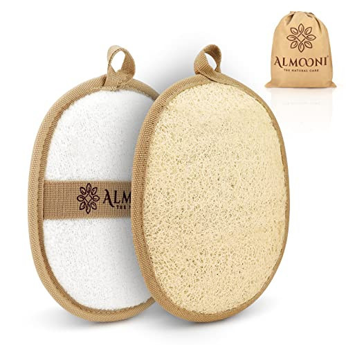 Almooni Natural Loofah Exfoliating Body Scrubber, Made with Natural Egyptian Shower Loofah Sponge, Bath Shower Loofah Sponge for Women and Men, for Face and Body That Gets You Clean - 2 Count (1 Pack) | Amazon (US)