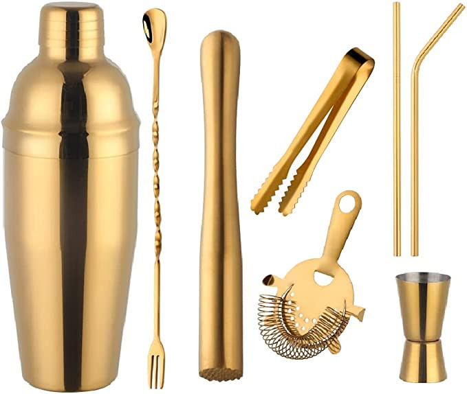 Buyer Star Bar tool set, Gold Martini Shaker,Bartender Kit, Juice Shaker, Fast Cooling Drink,25oz... | Amazon (US)
