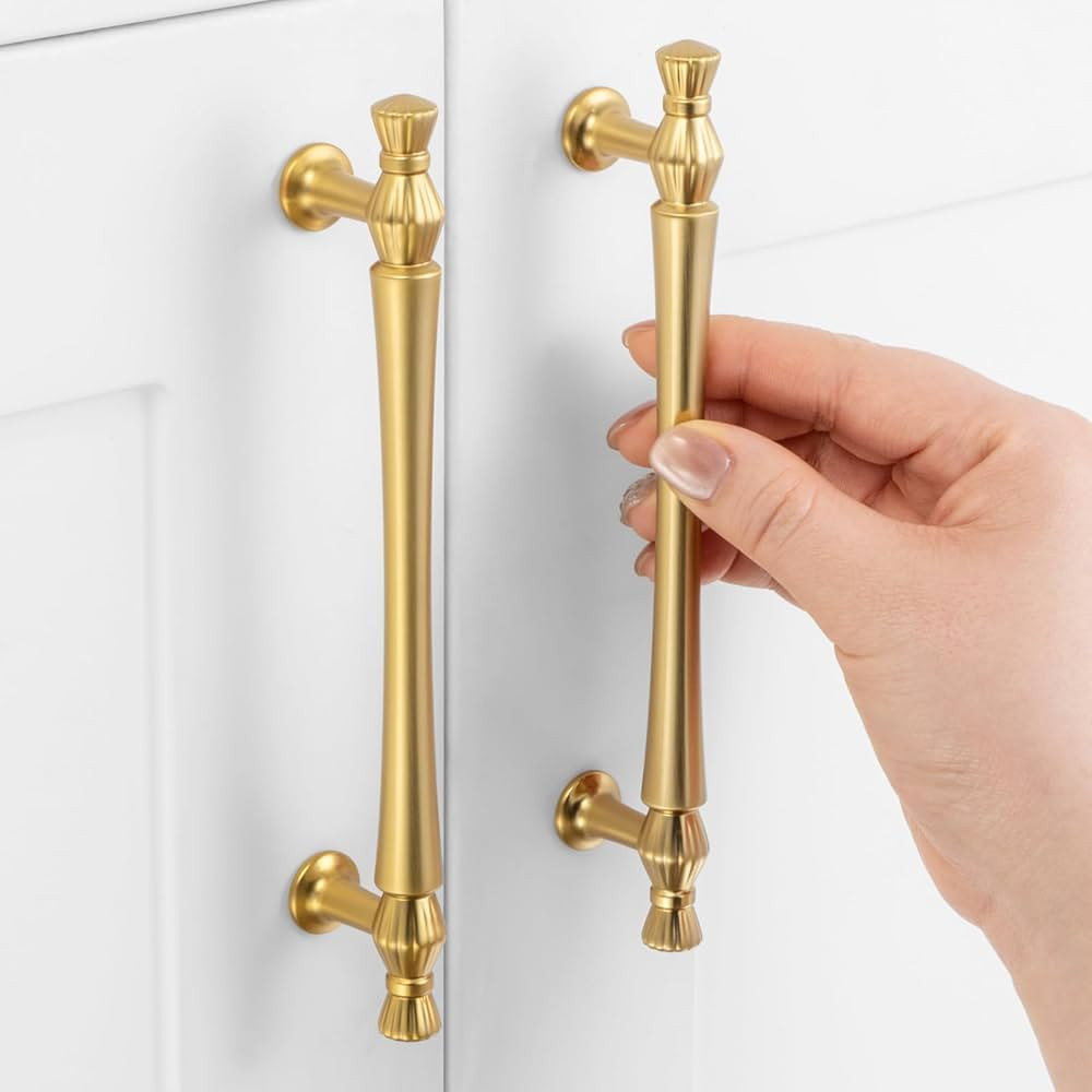 10 Pack 5 Inch Hole Centers, Brushed Gold Kitchen Cabinet Handles Gold Cabinet Pulls Gold Cabinet... | Amazon (US)